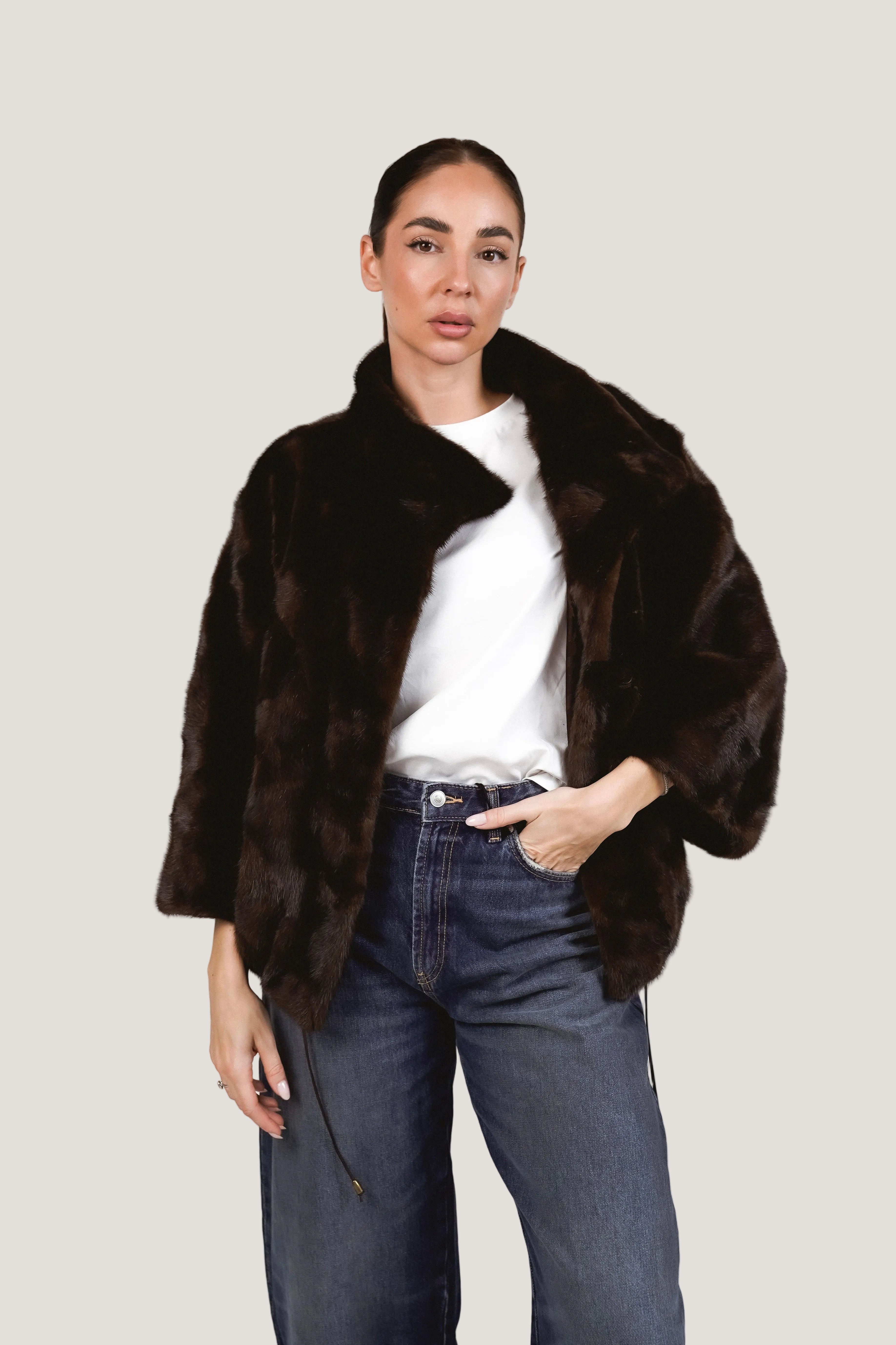Mink jacket real fur norek norkový kabát finefurs