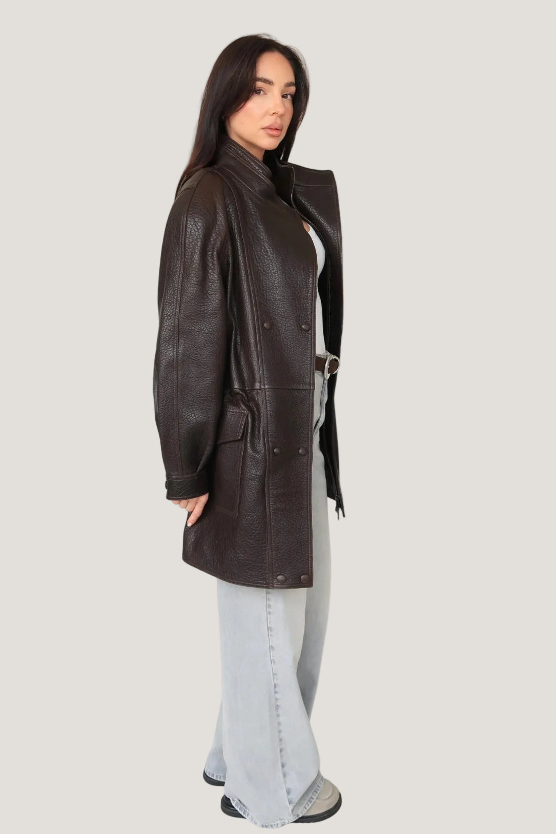 Leather parka jacket finefurs vienna long pravá kůže bunda