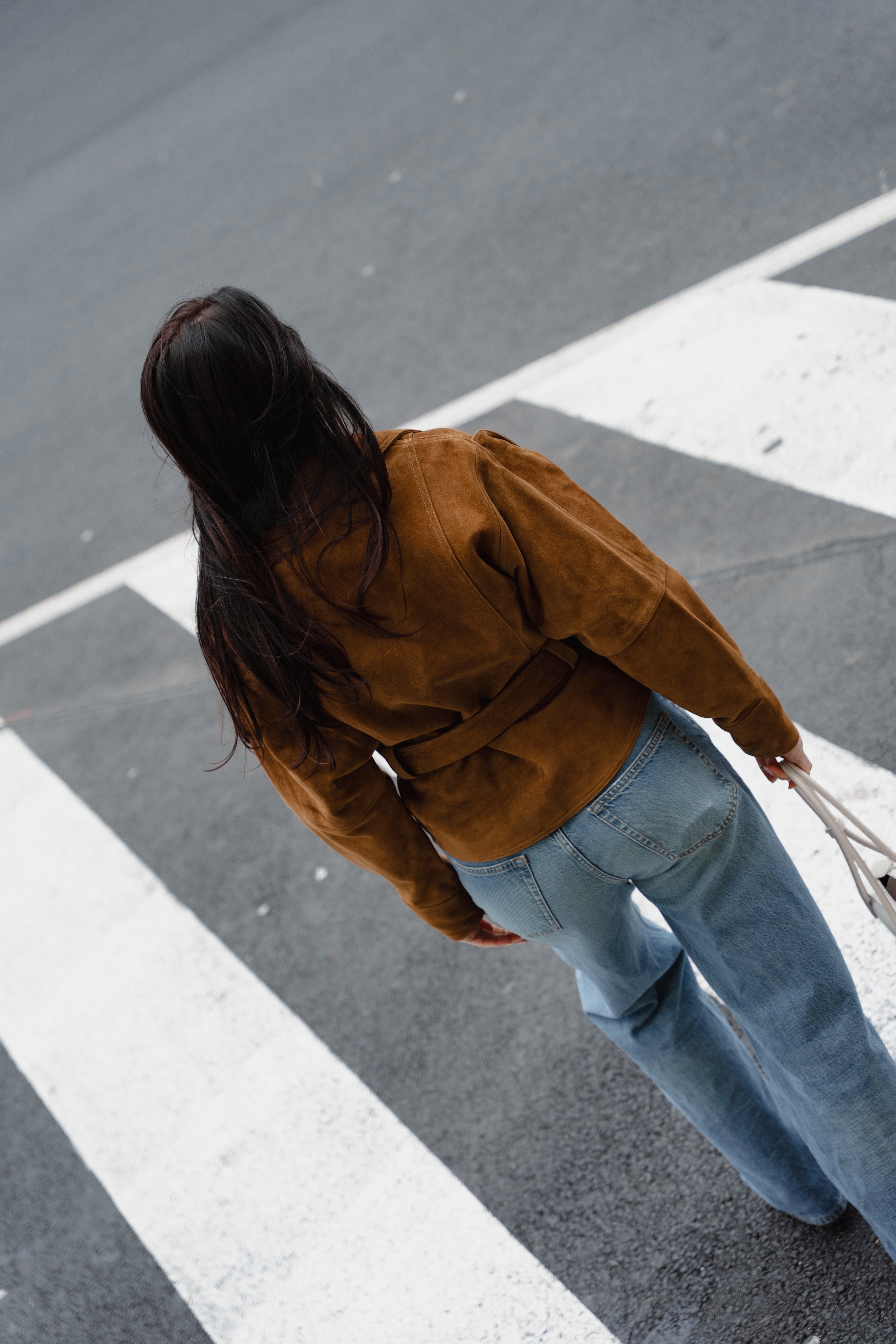 Suede Belted Jacket Frame