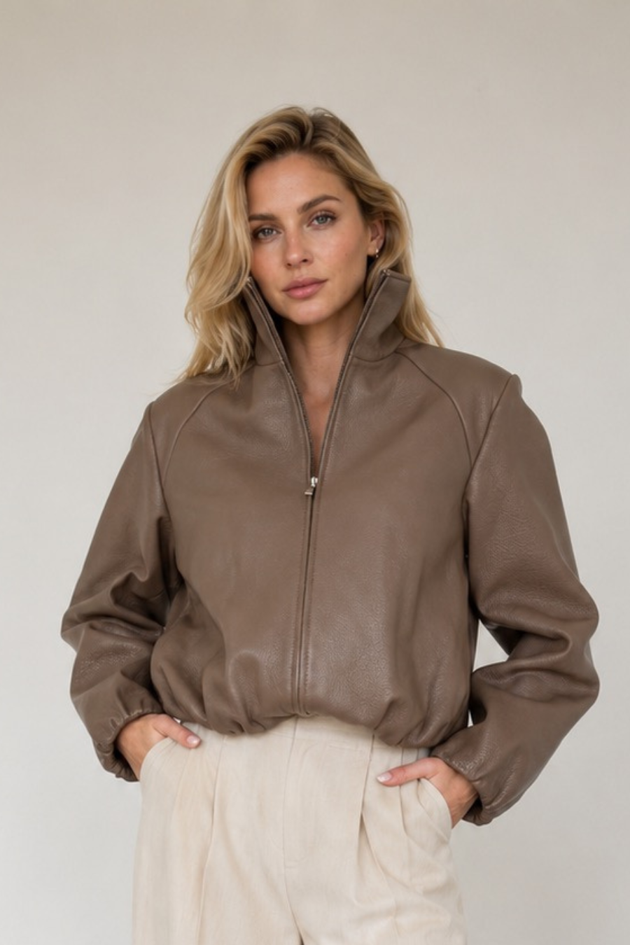 Leather Bomber Bianca