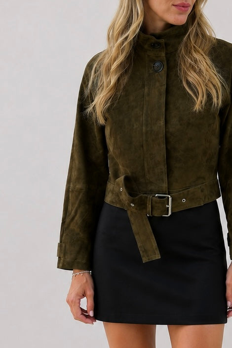 Suede Leather Jacket Rose