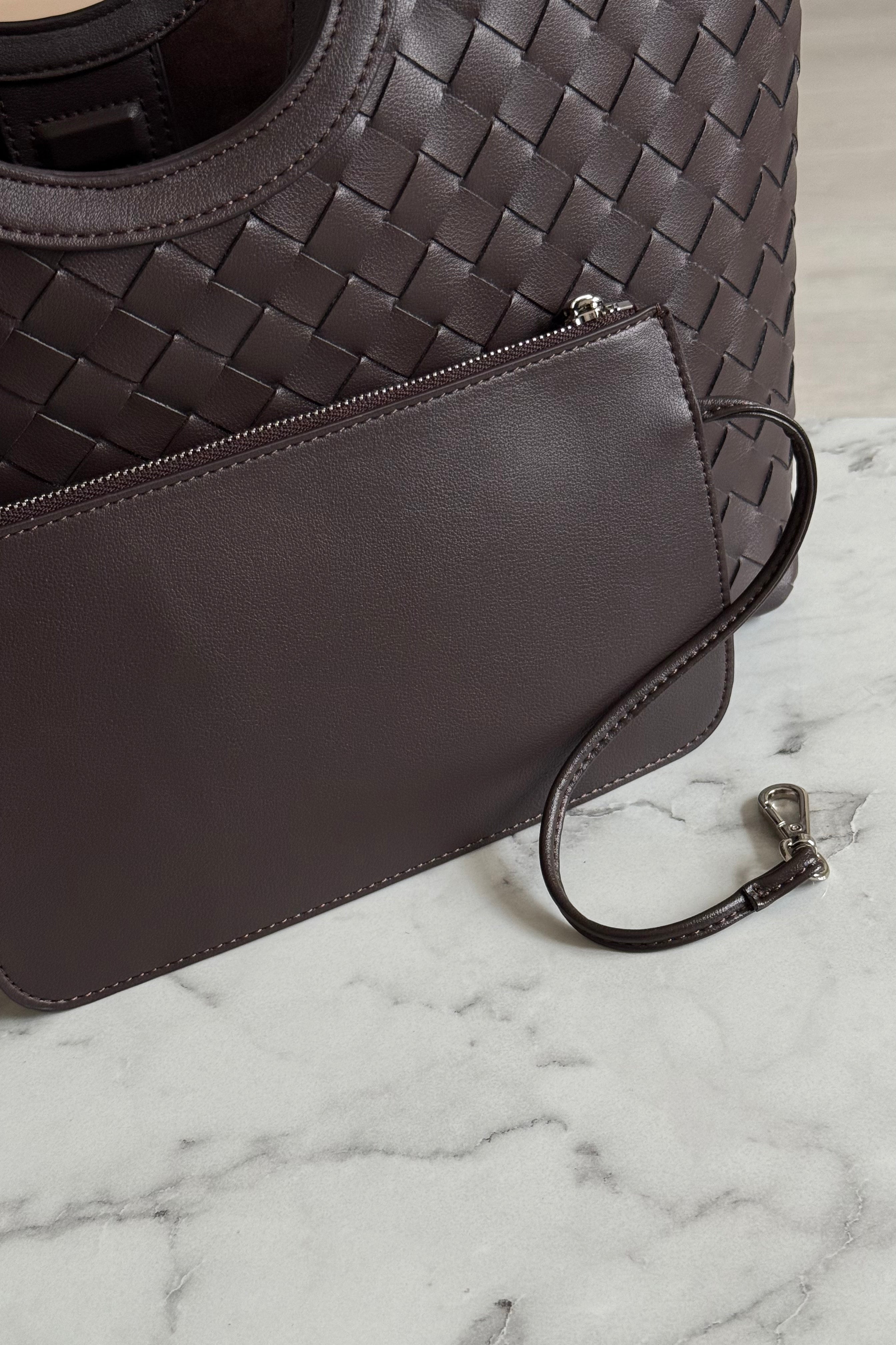 Shopper bag leather Finefurs kožená kabelka s krátkým a dlouhým uchem a kapsičkou