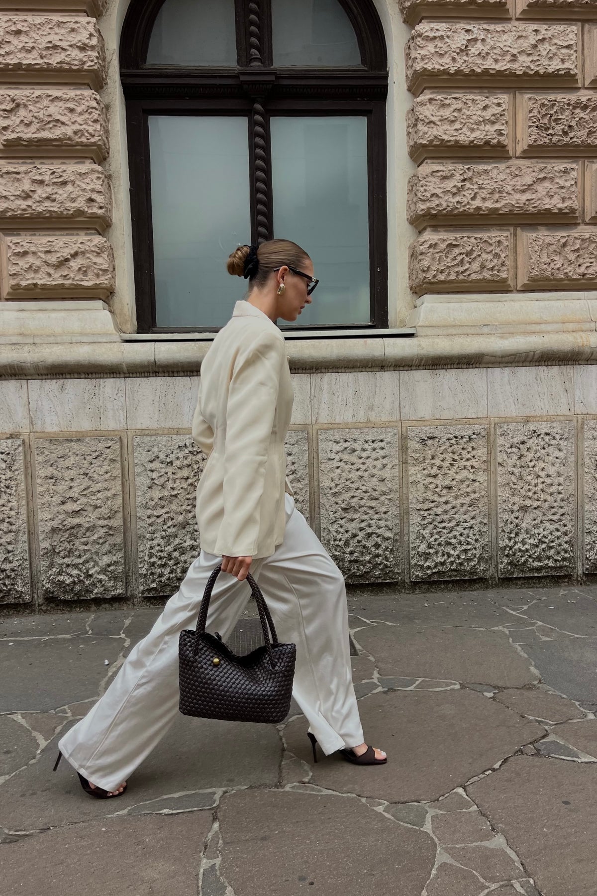 Leather bag Becca finefurs chocolate kožená pletená proplétaná kabelka čokoládová hnědá