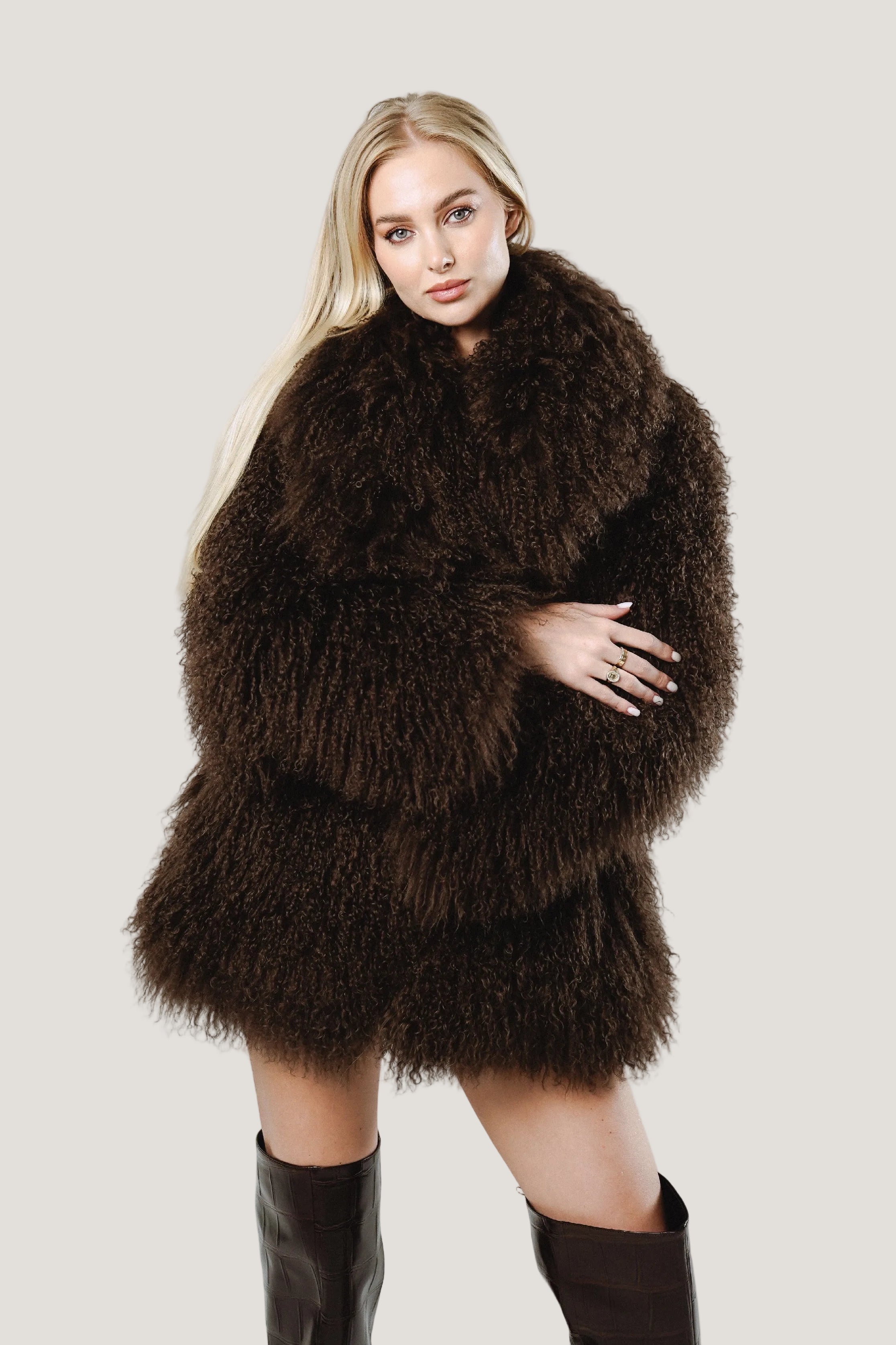 Kožich pravá kožešina real fur mongolská mongolian finefurs Coat 