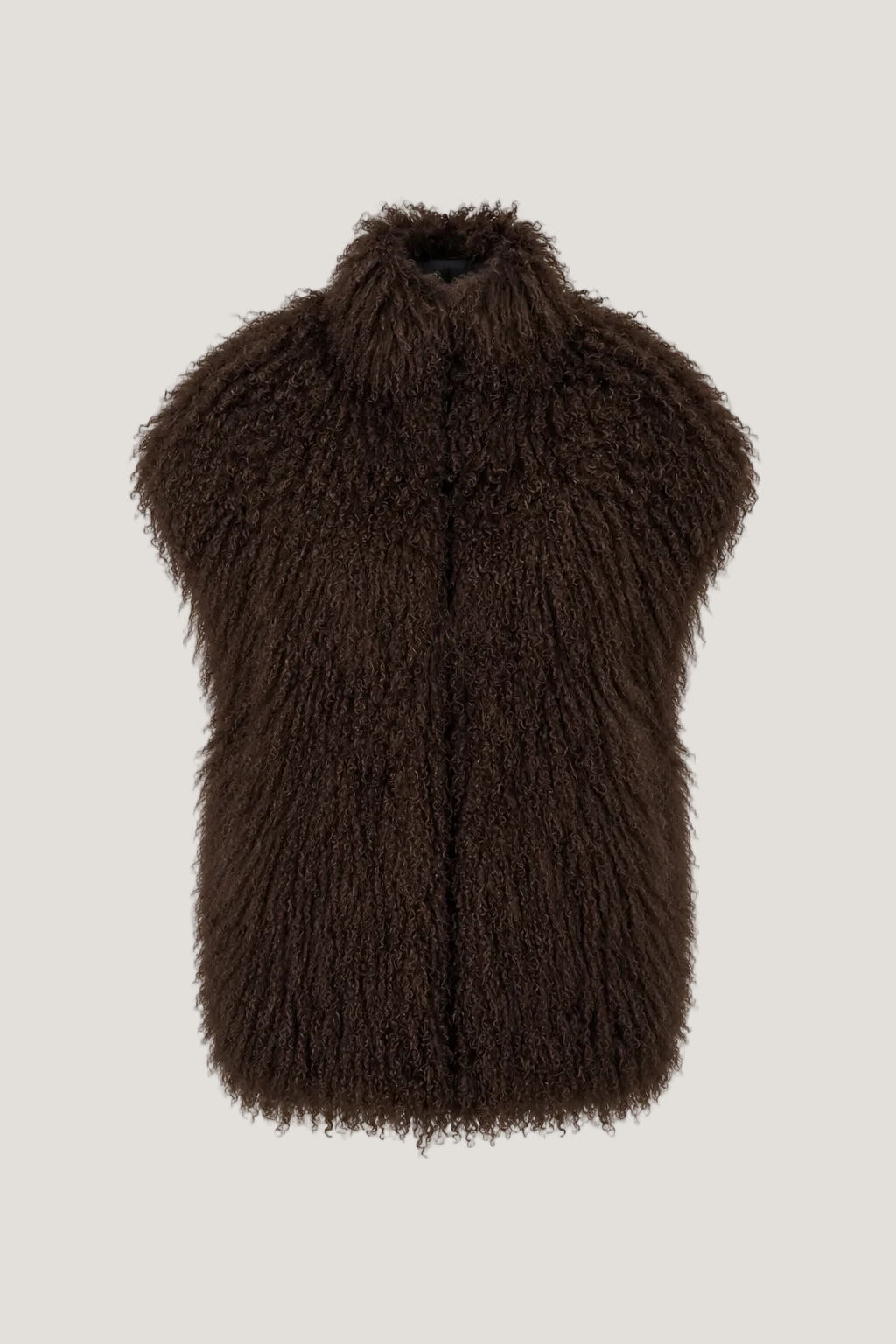 Pravá kožešina real fur mongolian mongolská finefurs vest vesta chocolate brown